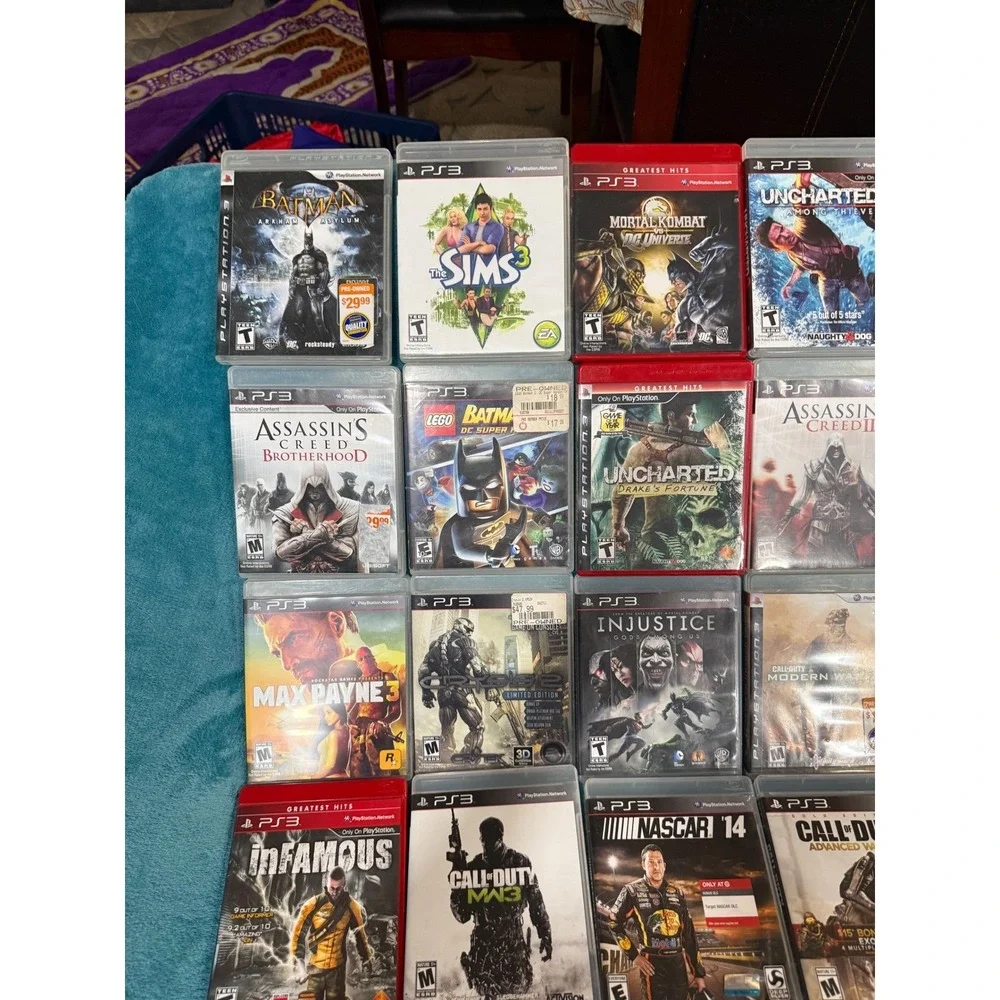 Sony PlayStation 3 PS3 Console‎ CECHP01 Black 4 Controllers 29 Games Bundle Lot